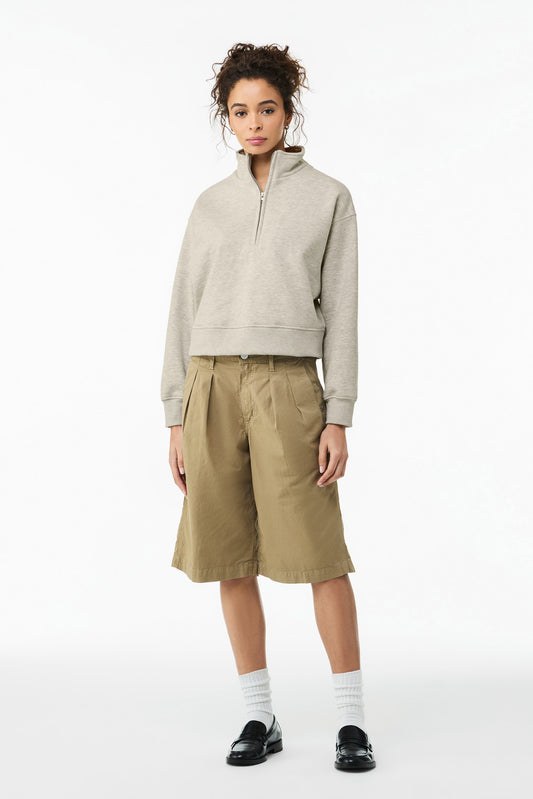 BELLA+CANVAS Women's 10-Ounce 1/2-Zip Pullover - Vintage Heather Grey - front