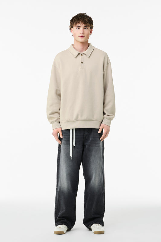 BELLA+CANVAS Unisex 10-Ounce Polo Sweatshirt - Dust - front
