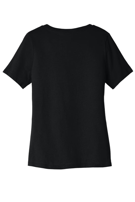 BELLA+CANVAS Women's Relaxed Jersey Short Sleeve V-Neck Tee - Black - flat back