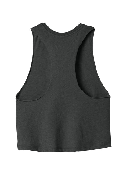 BELLA+CANVAS Women's Racerback Cropped Tank - Dark Grey Heather - flat back