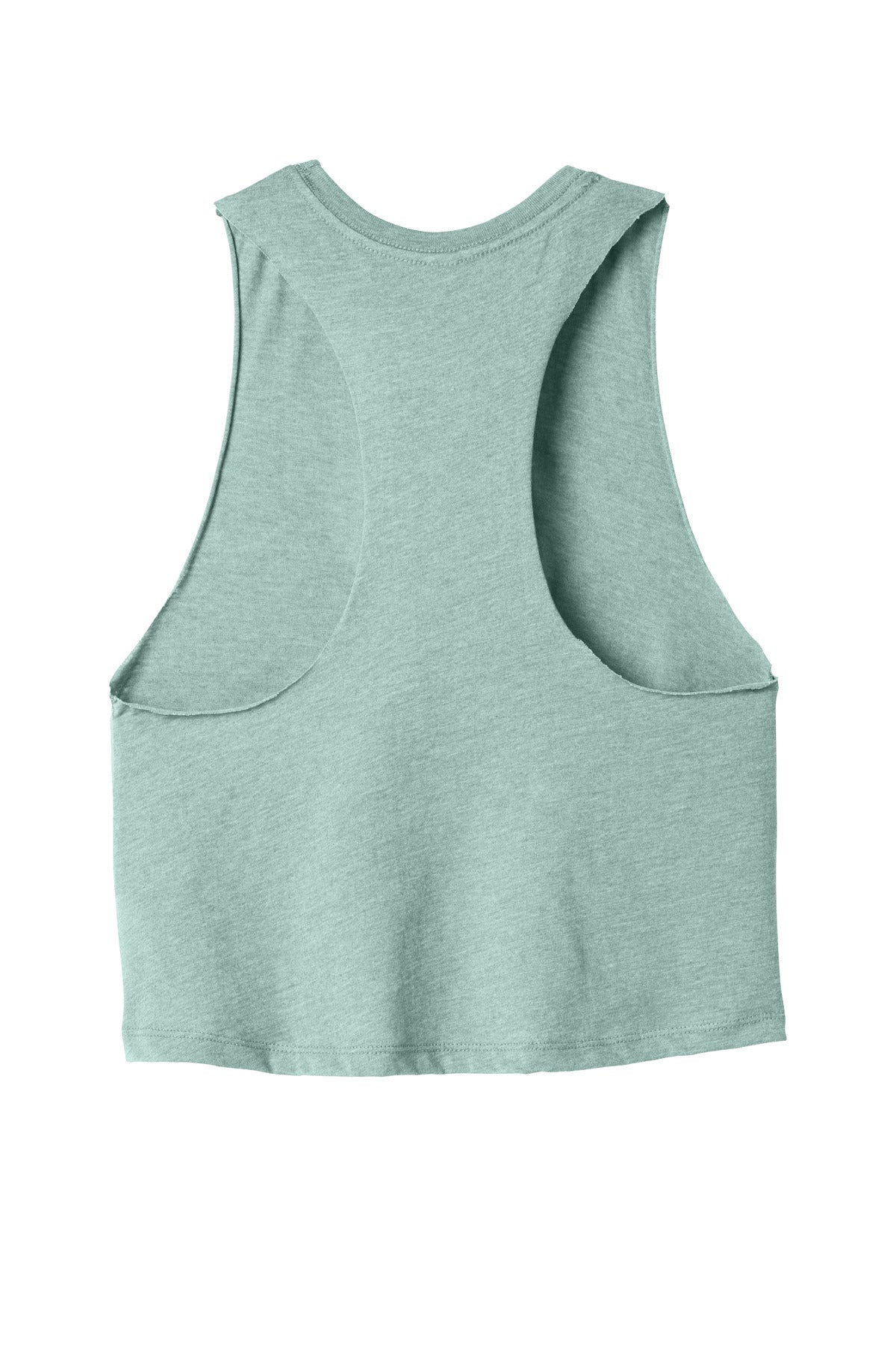 BELLA+CANVAS Women's Racerback Cropped Tank - Heather Dusty Blue - flat back
