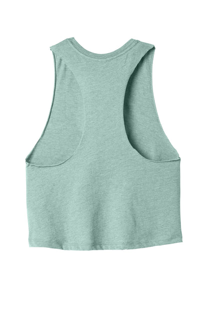 BELLA+CANVAS Women's Racerback Cropped Tank - Heather Dusty Blue - flat back