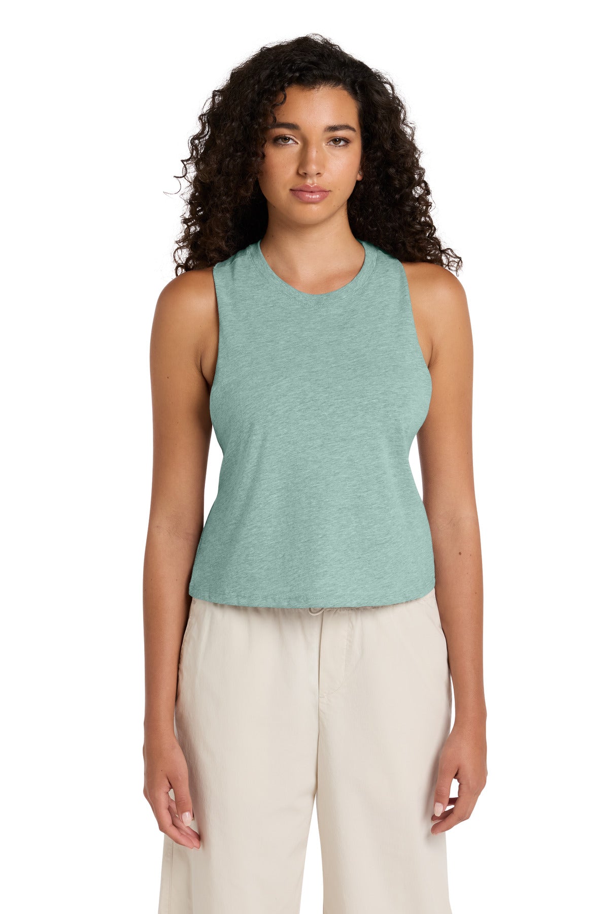 BELLA+CANVAS Women's Racerback Cropped Tank - Heather Dusty Blue - front