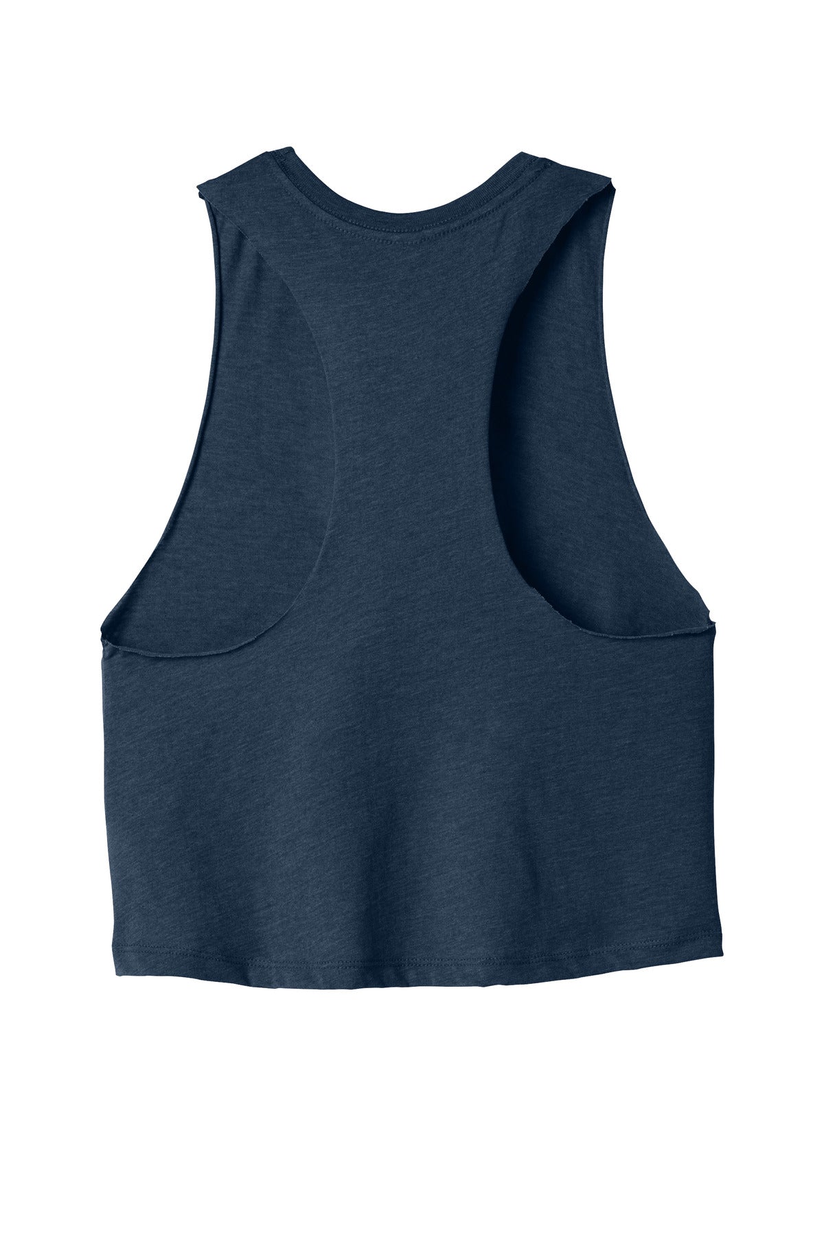 BELLA+CANVAS Women's Racerback Cropped Tank - Heather Navy - flat back