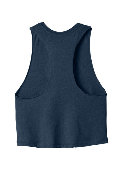 BELLA+CANVAS Women's Racerback Cropped Tank - Heather Navy - flat back
