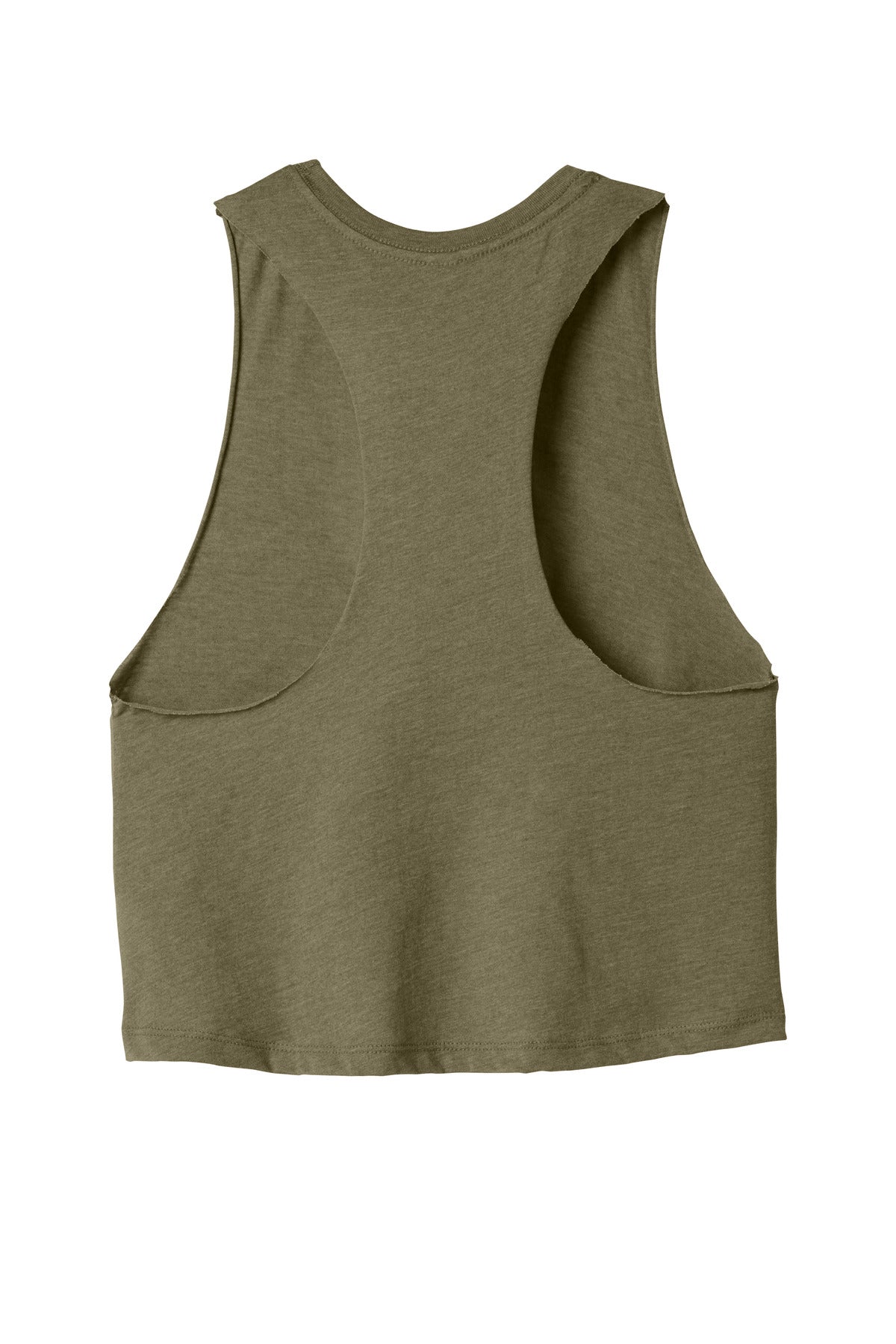 BELLA+CANVAS Women's Racerback Cropped Tank - Heather Olive - flat back