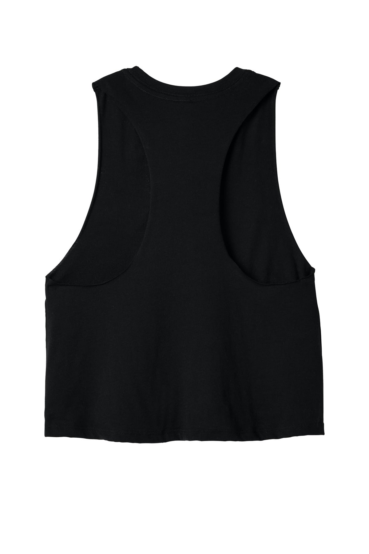 BELLA+CANVAS Women's Racerback Cropped Tank - Solid Black Blend - flat back