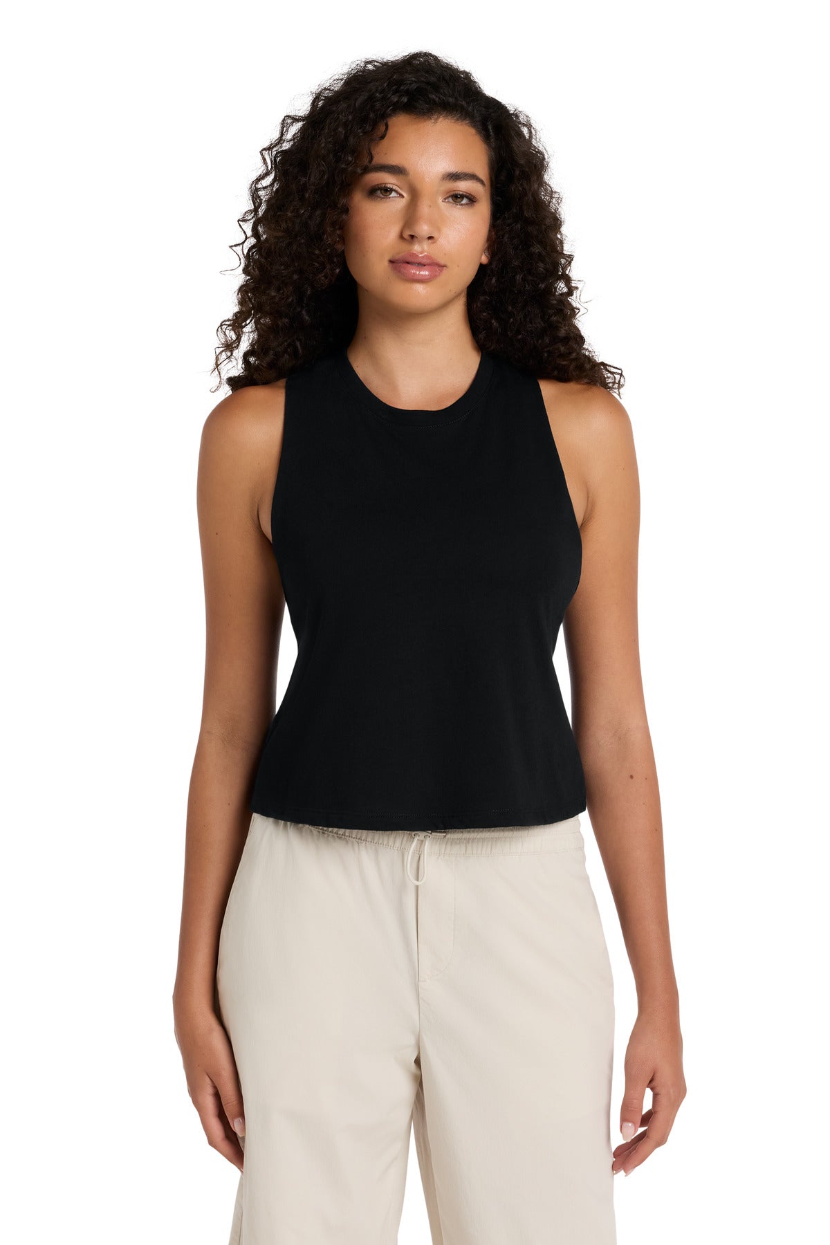 BELLA+CANVAS Women's Racerback Cropped Tank - Solid Black Blend - front