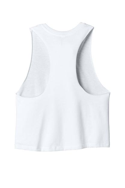 BELLA+CANVAS Women's Racerback Cropped Tank - Solid White Blend - flat back