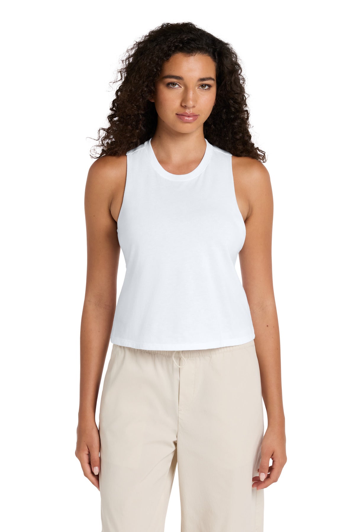 BELLA+CANVAS Women's Racerback Cropped Tank - Solid White Blend - front