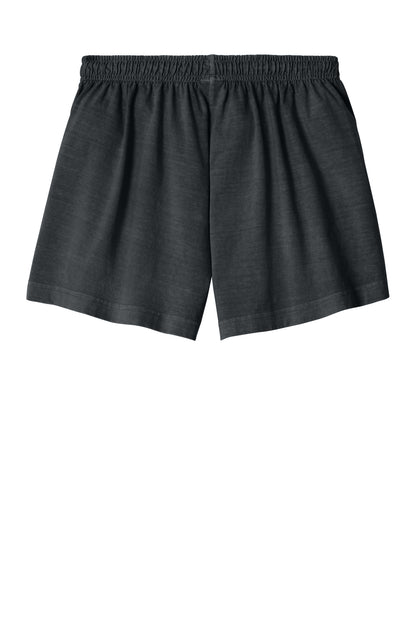 BELLA+CANVAS Women's Heavyweight Garment-Dyed Short - Washed Black - flat back