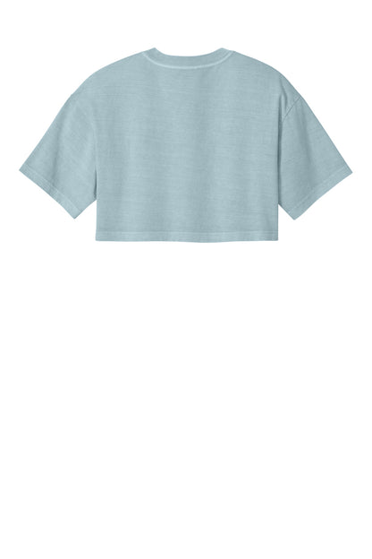 BELLA+CANVAS Women's Heavyweight Garment-Dyed Cropped Tee - Light Washed Denim - flat back
