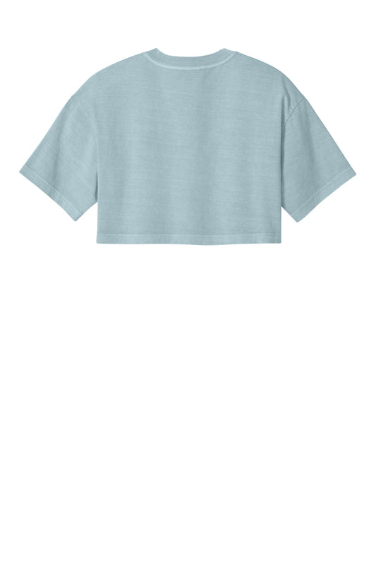 BELLA+CANVAS Women's Heavyweight Garment-Dyed Cropped Tee - Light Washed Denim - flat back