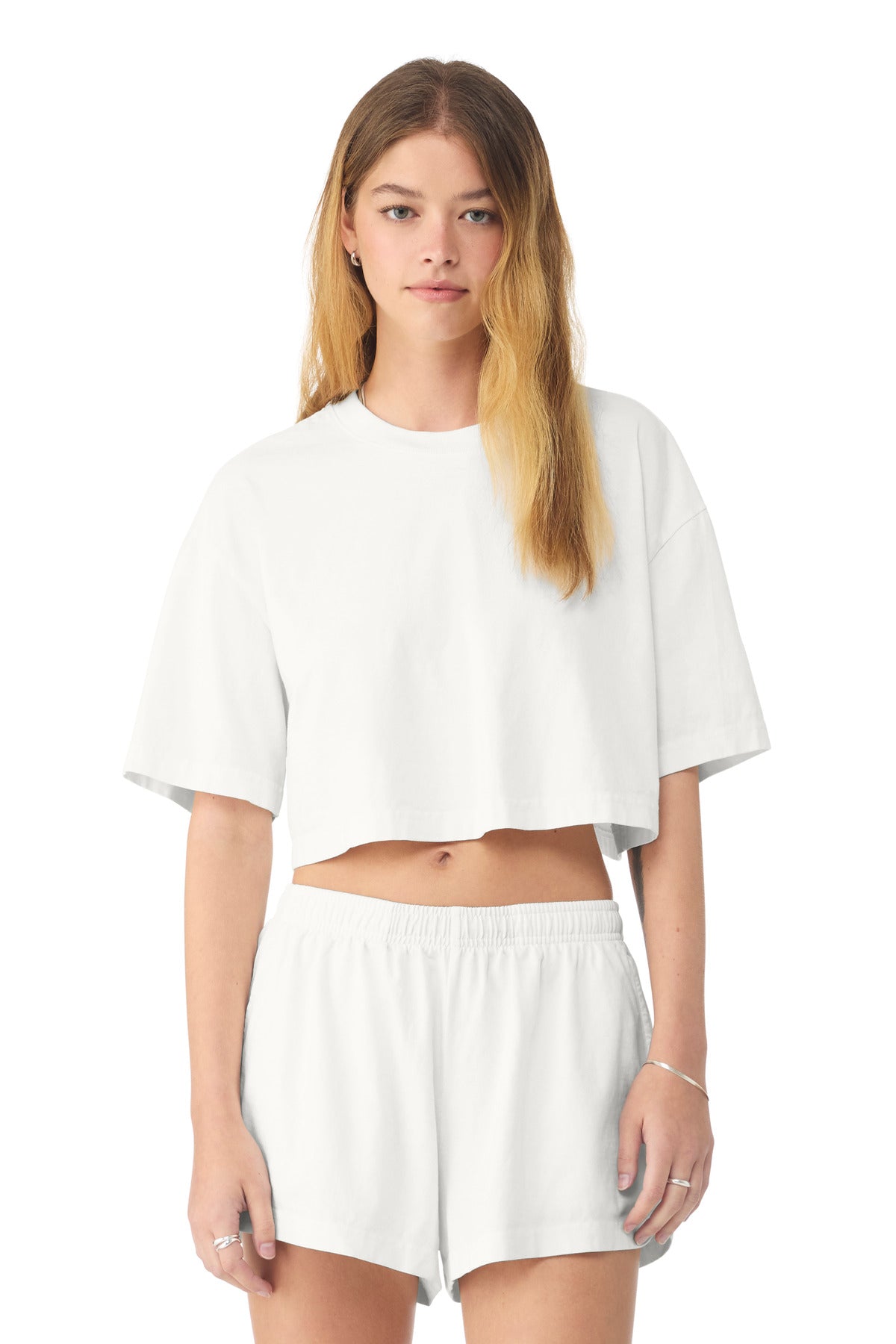 BELLA+CANVAS Women's Heavyweight Garment-Dyed Cropped Tee - Vintage White - front