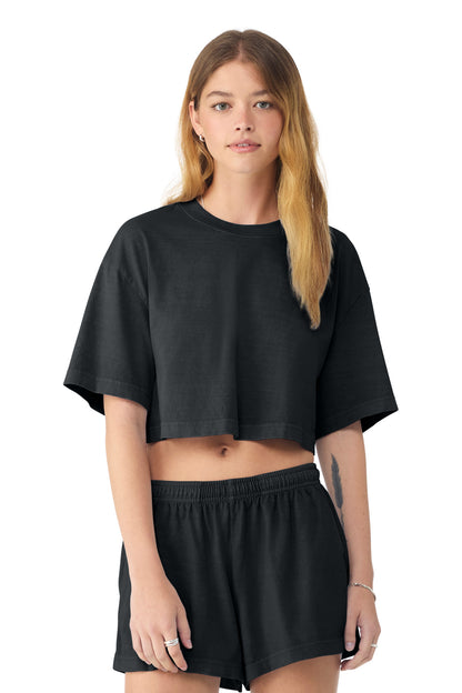 BELLA+CANVAS Women's Heavyweight Garment-Dyed Cropped Tee - Washed Black - front