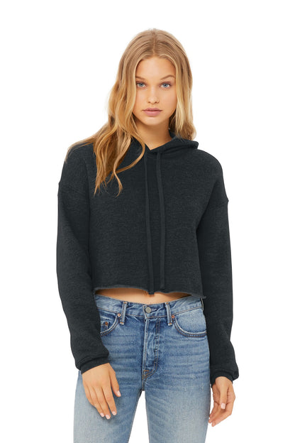 BELLA+CANVAS Women's Sponge Fleece Cropped Fleece Hoodie - Dark Grey Heather - front