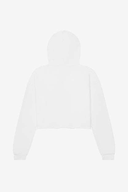 BELLA+CANVAS Women's Sponge Fleece Cropped Fleece Hoodie - White - flat back