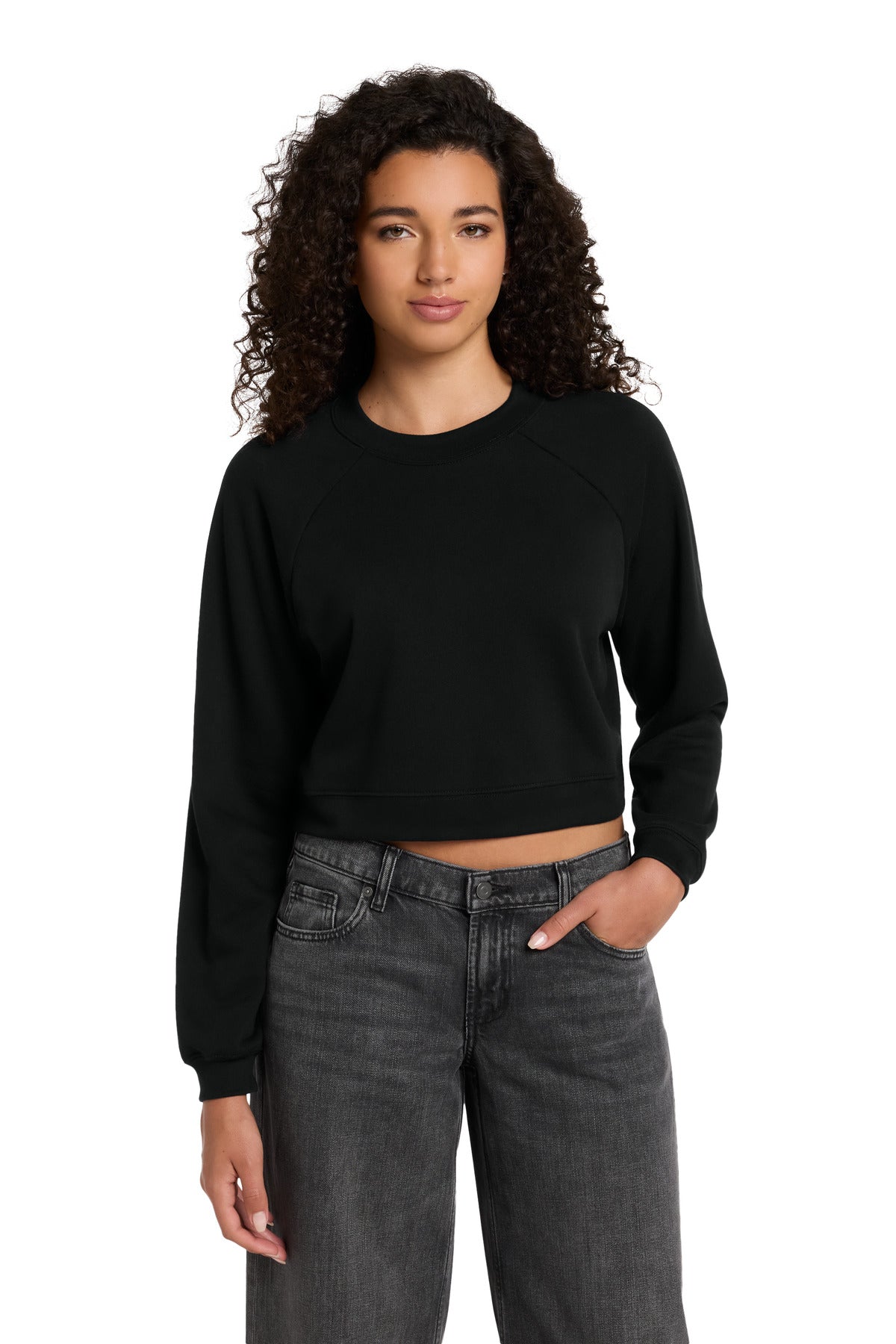 BELLA+CANVAS Women's Raglan Pullover Sponge Fleece - Black - front
