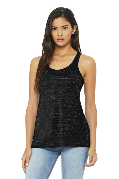 BELLA+CANVAS Women's Flowy Racerback Tank - Black Marble - front