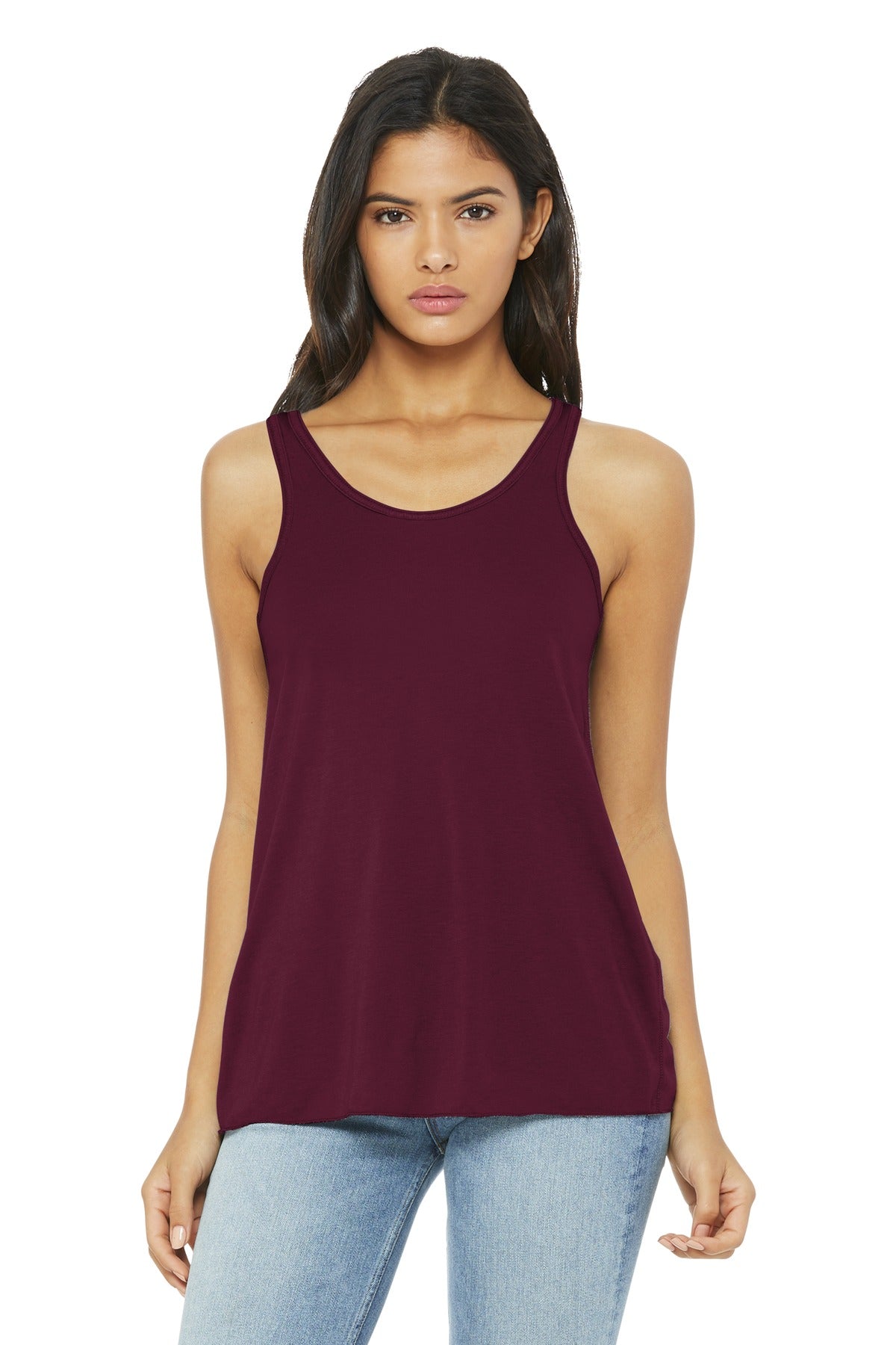 BELLA+CANVAS Women's Flowy Racerback Tank - Maroon - front