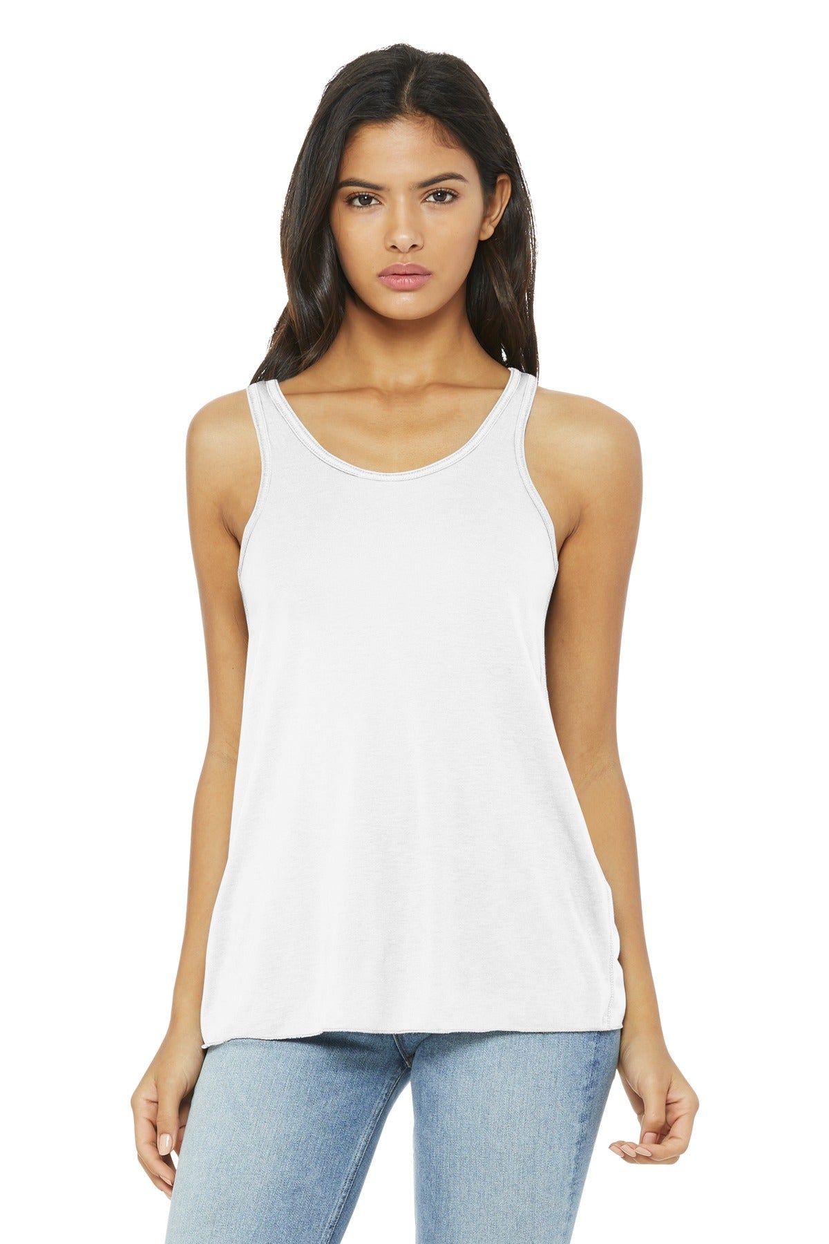 BELLA+CANVAS Women's Flowy Racerback Tank - White - front