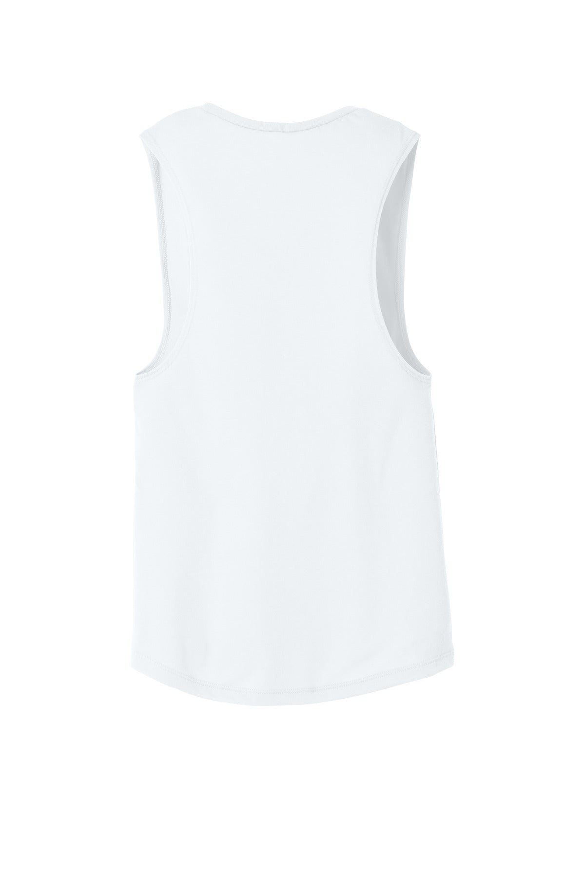 BELLA+CANVAS Women's Flowy Scoop Muscle Tank - White - flat back