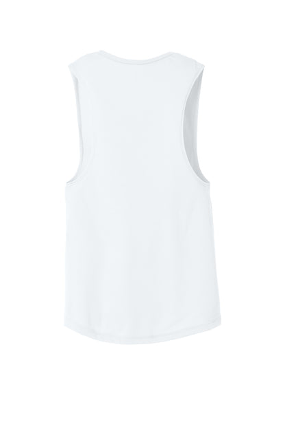 BELLA+CANVAS Women's Flowy Scoop Muscle Tank - White - flat back