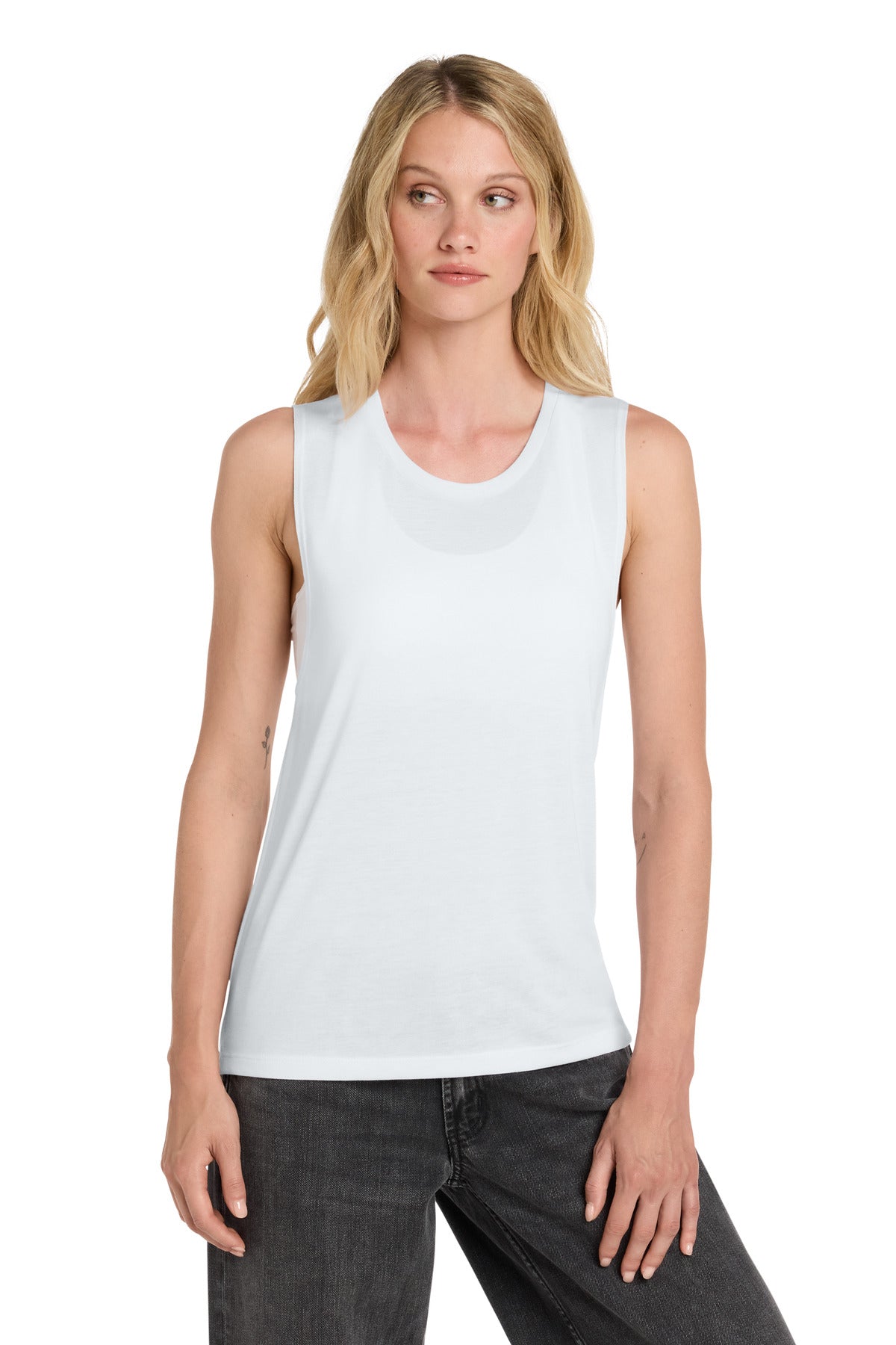 BELLA+CANVAS Women's Flowy Scoop Muscle Tank - White - front