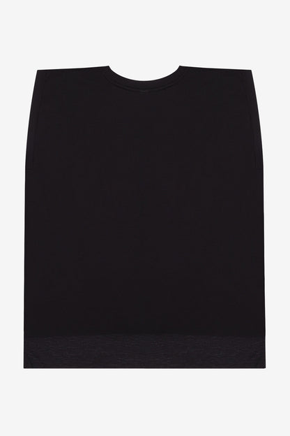 BELLA+CANVAS Women's Flowy Muscle Tee with Rolled Cuffs - Black - flat back