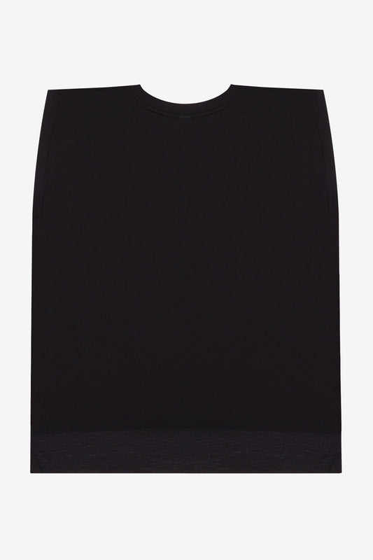 BELLA+CANVAS Women's Flowy Muscle Tee with Rolled Cuffs - Black - flat back