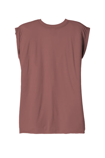BELLA+CANVAS Women's Flowy Muscle Tee with Rolled Cuffs - Mauve - flat back