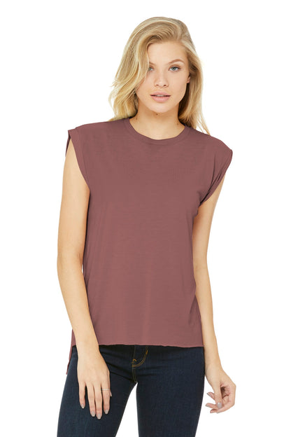 BELLA+CANVAS Women's Flowy Muscle Tee with Rolled Cuffs - Mauve - front