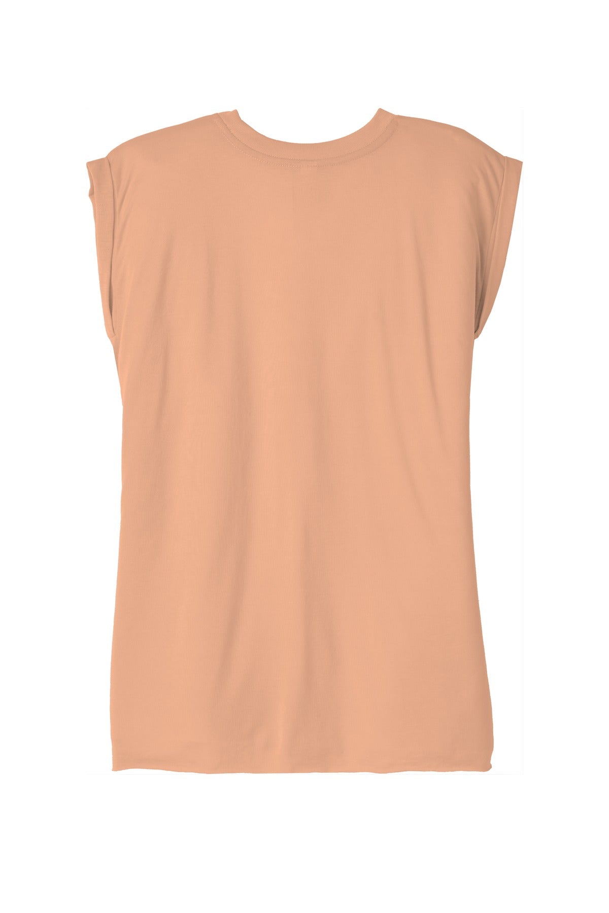 BELLA+CANVAS Women's Flowy Muscle Tee with Rolled Cuffs - Peach - flat back
