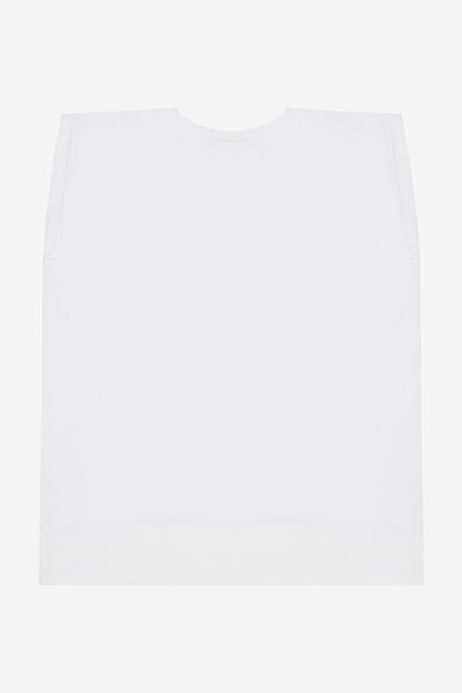 BELLA+CANVAS Women's Flowy Muscle Tee with Rolled Cuffs - White - flat back