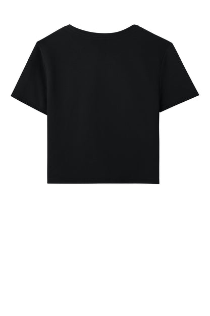 BELLA+CANVAS Women's Flowy Cropped Tee - Black - flat back