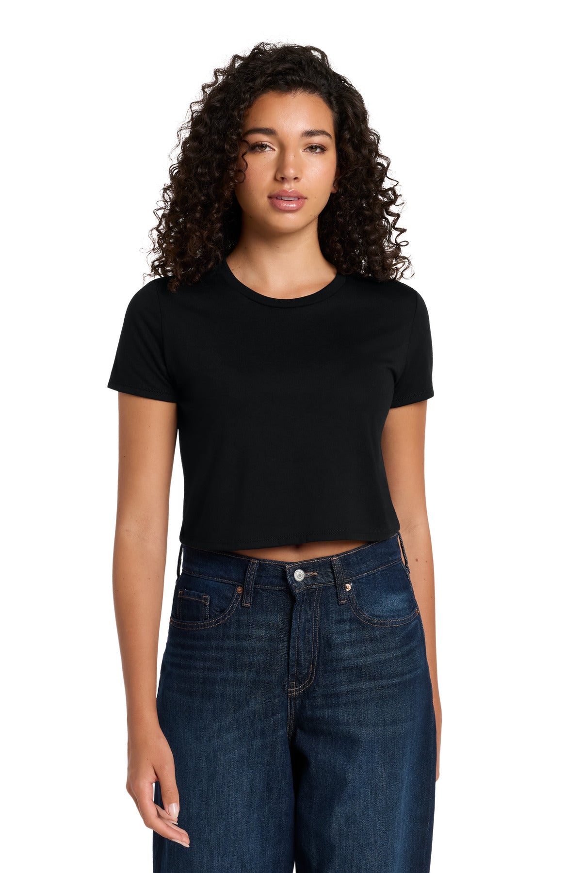 BELLA+CANVAS Women's Flowy Cropped Tee - Black - front