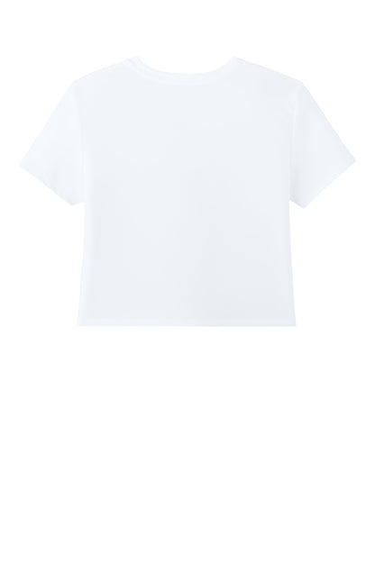 BELLA+CANVAS Women's Flowy Cropped Tee - White - flat back
