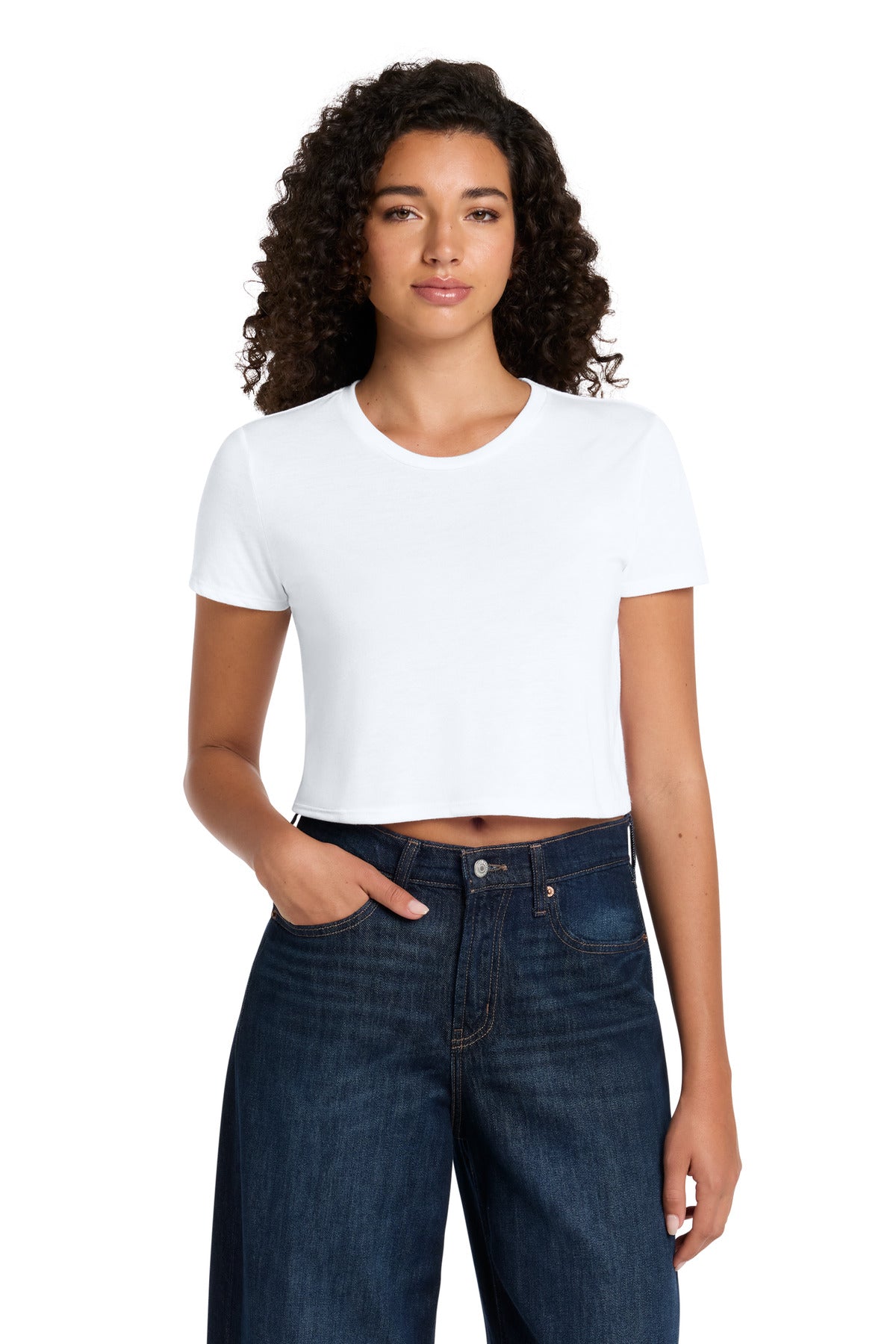 BELLA+CANVAS Women's Flowy Cropped Tee - White - front