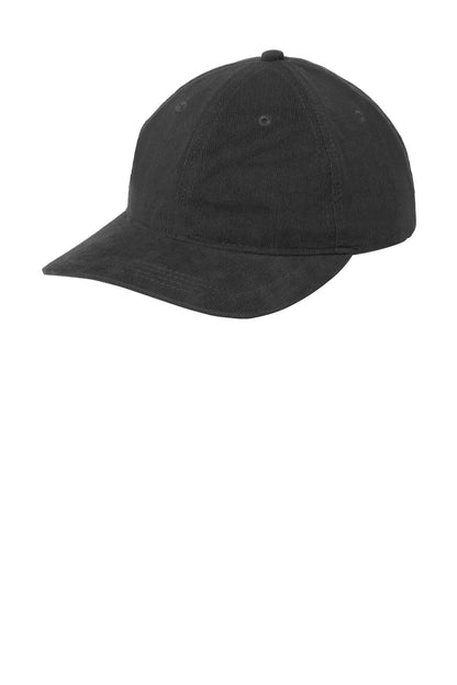 Port Authority Light Corduroy Dad Cap - Deep Black - front