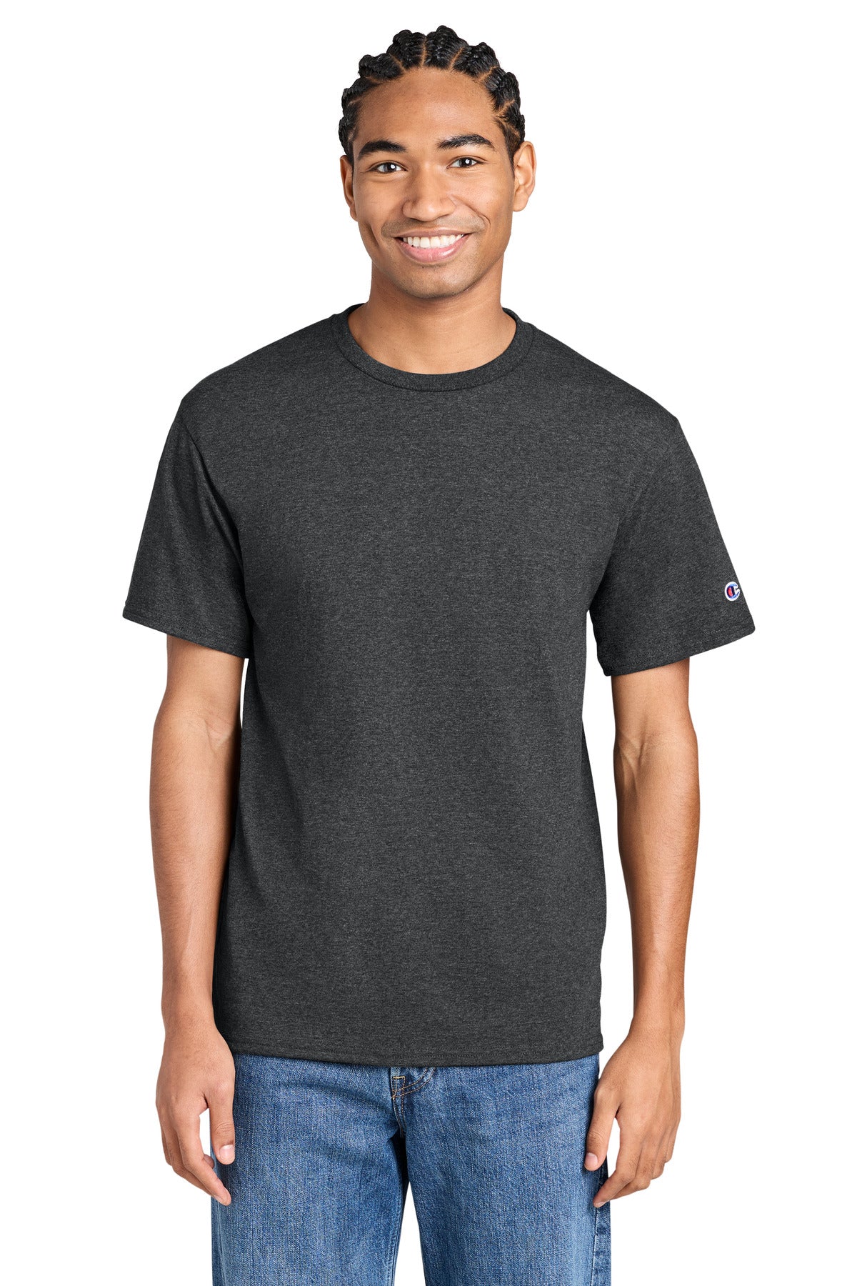 Champion Jersey Short Sleeve Tee - Charcoal Heather - front
