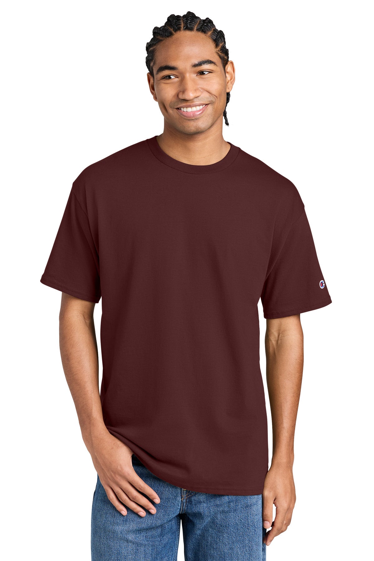 Champion Jersey Short Sleeve Tee - Maroon - front