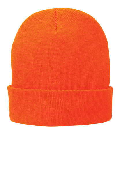 Port Authority Fleece-Lined Knit Cap - Athletic Orange - front