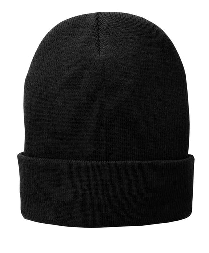Port Authority Fleece-Lined Knit Cap - Black - front
