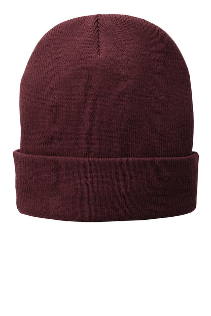 Port Authority Fleece-Lined Knit Cap - Maroon - front