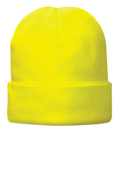 Port Authority Fleece-Lined Knit Cap - Neon Yellow - front