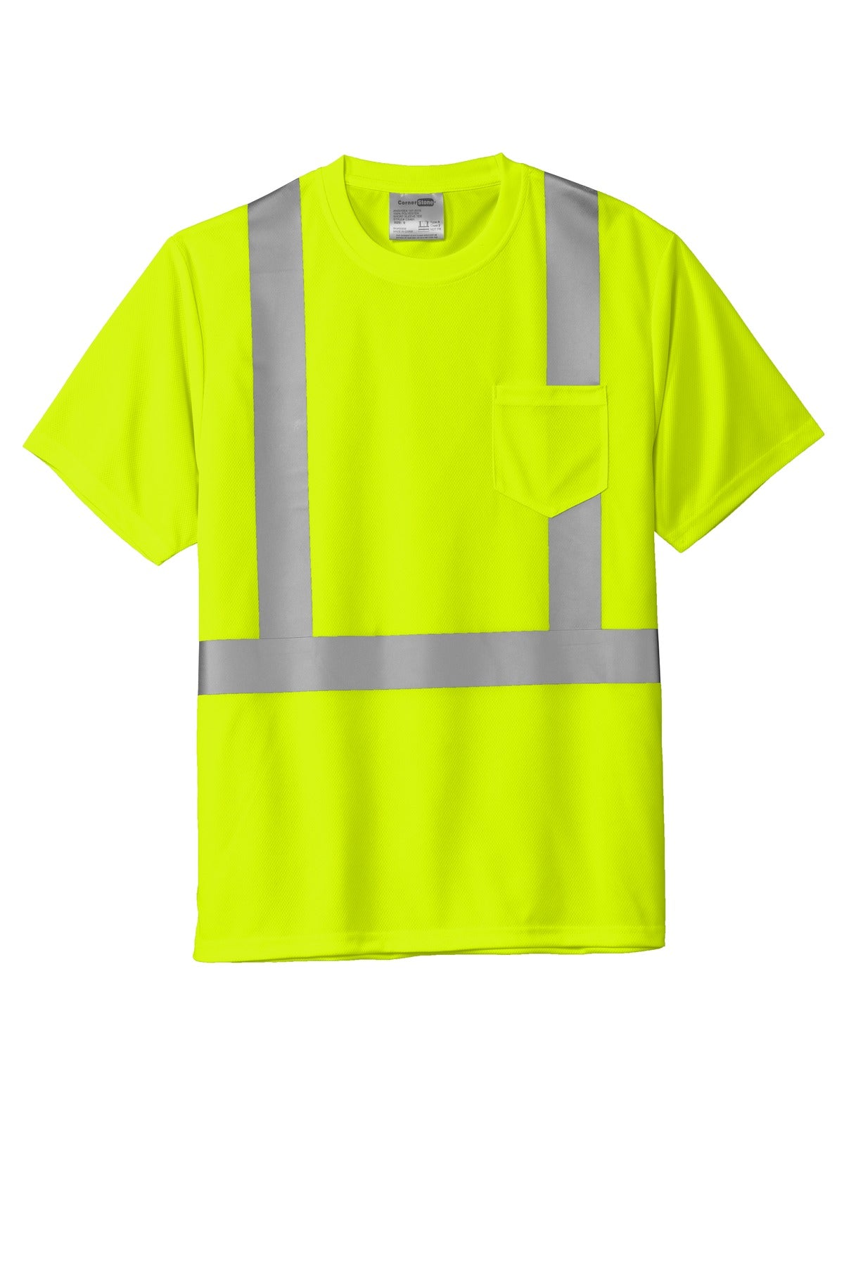 CornerStone ANSI 107 Class 2 Mesh Tee - Safety Yellow - flat front