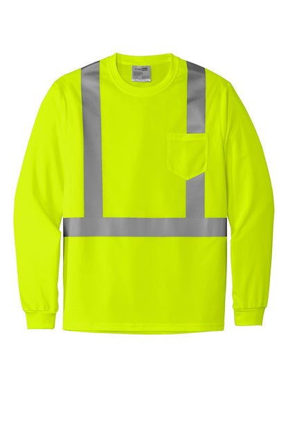 CornerStone ANSI 107 Class 2 Mesh Long Sleeve Tee - Safety Yellow - flat front