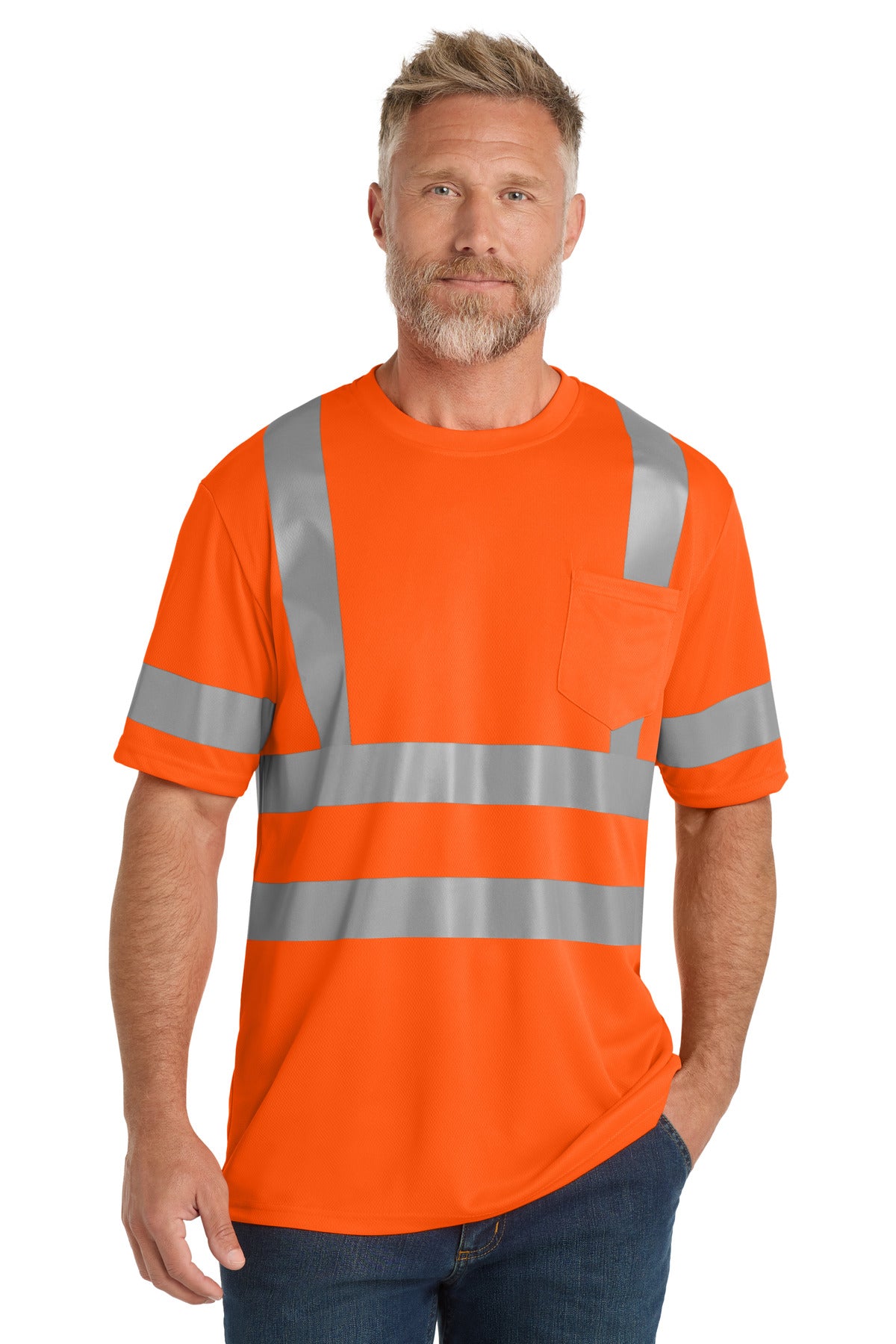 CornerStone ANSI 107 Class 3 Mesh Tee - Safety Orange - front