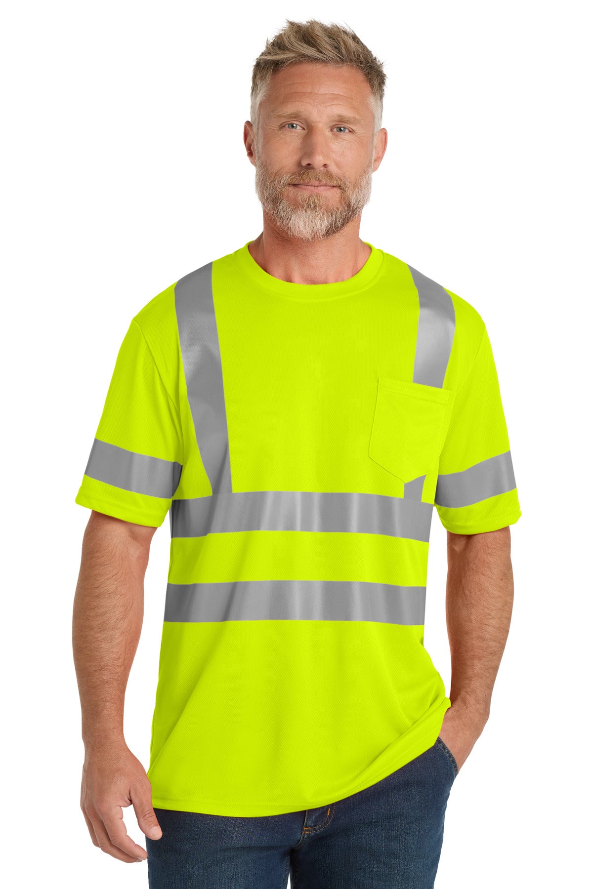 CornerStone ANSI 107 Class 3 Mesh Tee - Safety Yellow - front
