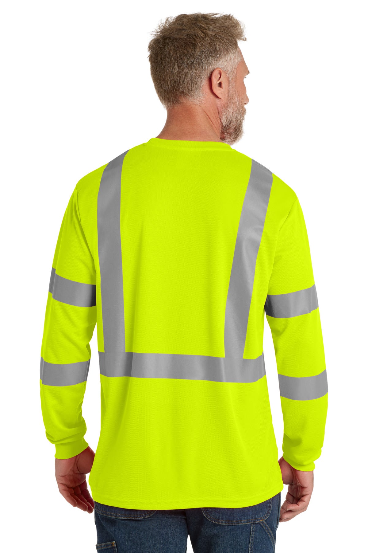 CornerStone ANSI 107 Class 3 Mesh Long Sleeve Tee - Safety Yellow - back